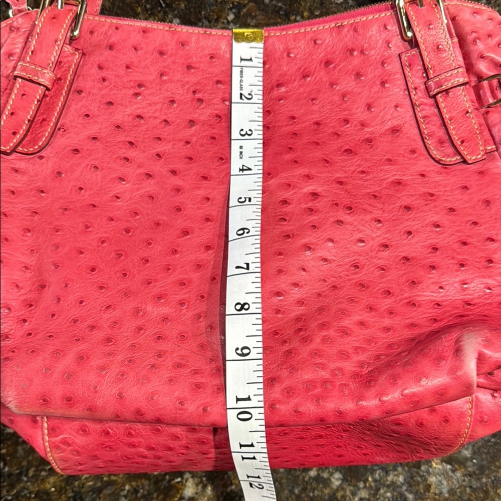 Dooney & Bourke Pink Ostrich-Embossed Handbag - Picture 4 of 10